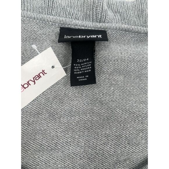 Lane Bryant Angora Blend Sweater Size 22/24 Gray Soft Ruffle VNeck New With Tags - Picture 4 of 10